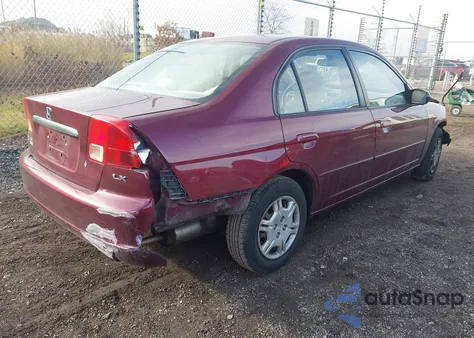 2002 Honda Civic Lx z USA, uszkodzony, nr VIN 1HGES16542L061749